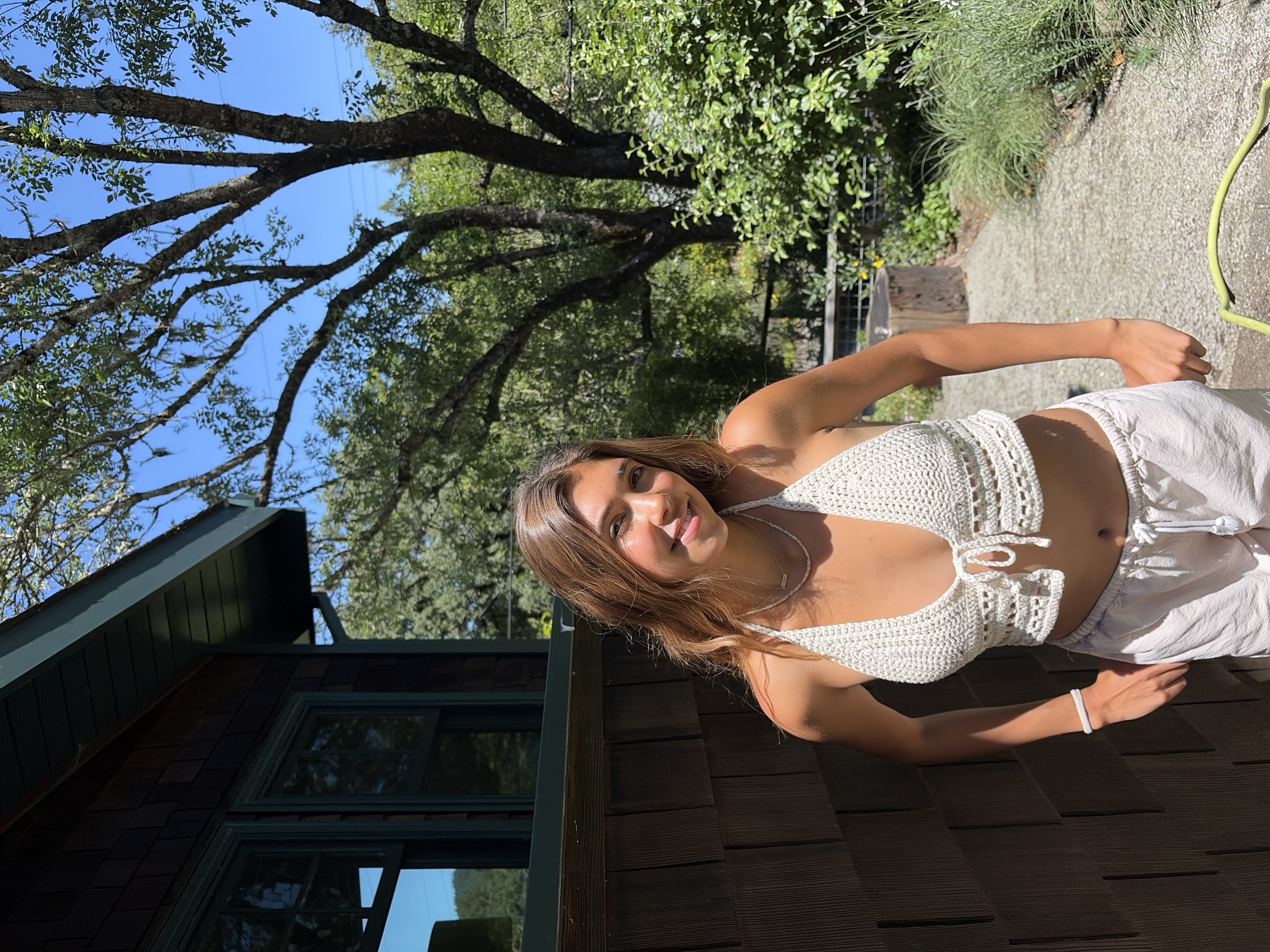 The Ivory Halter - cream crochet tie-front top