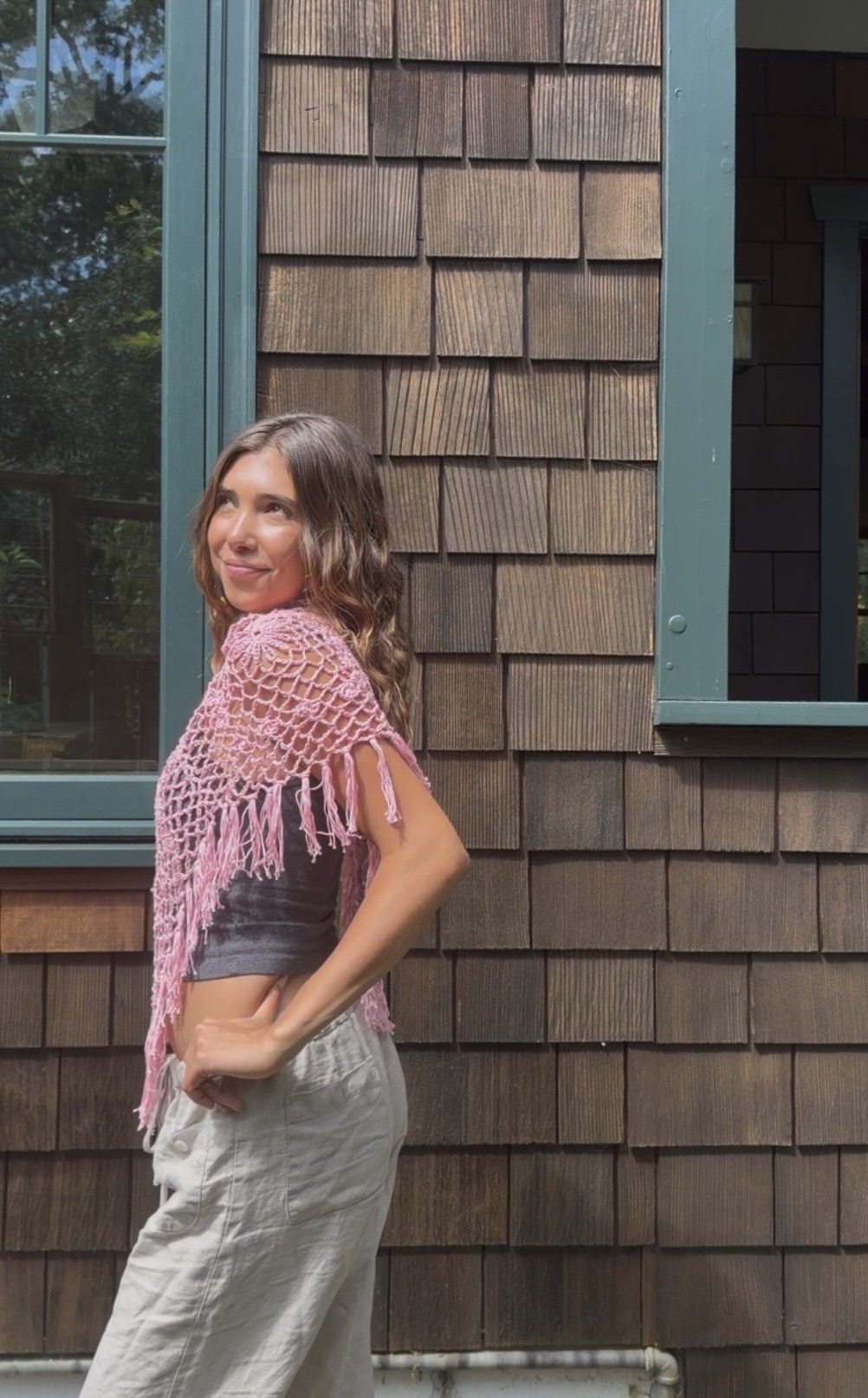 The Pink Leila Poncho back view