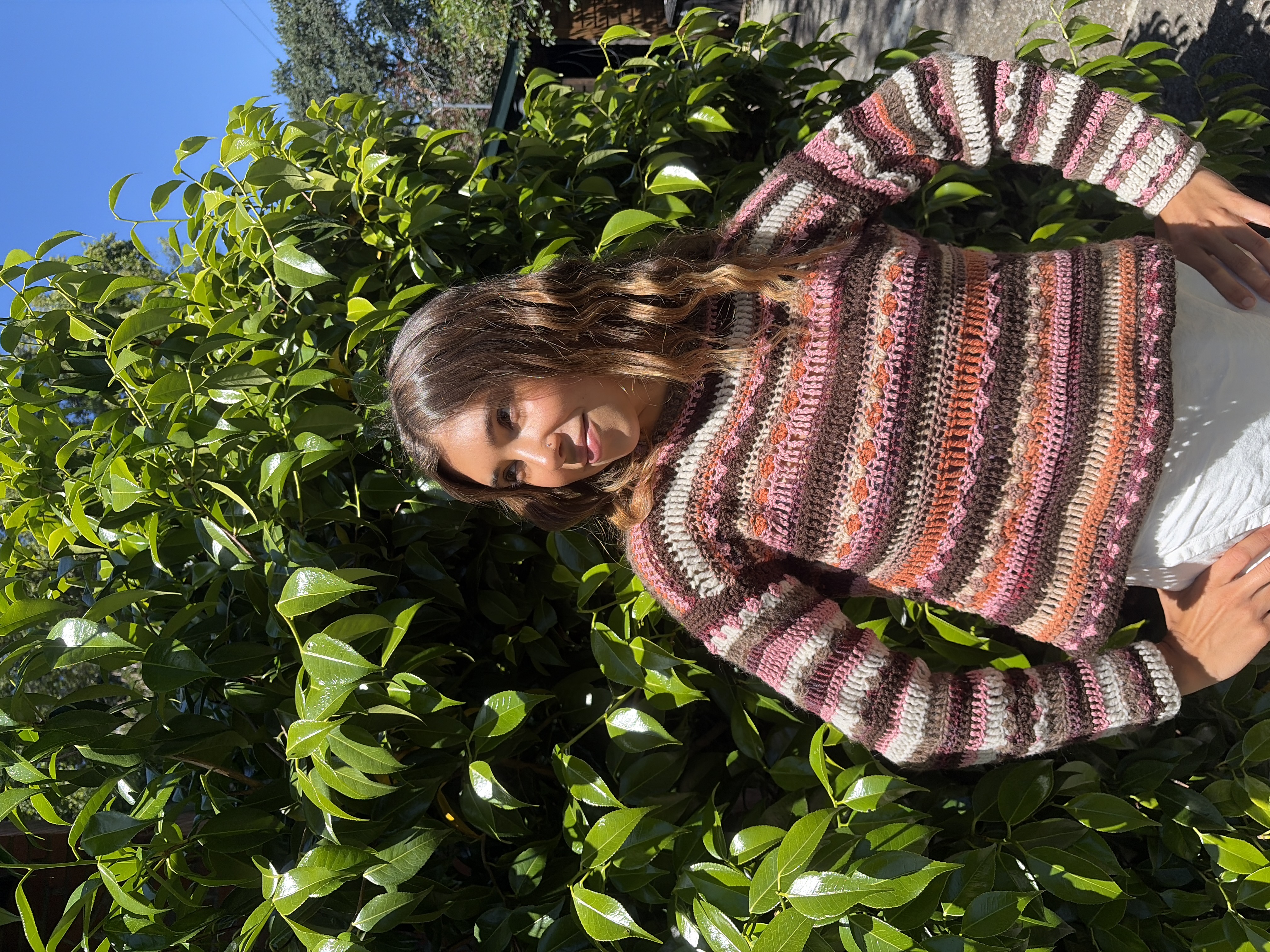 The Wildflower Sweater - naturally dyed striped crochet sweater